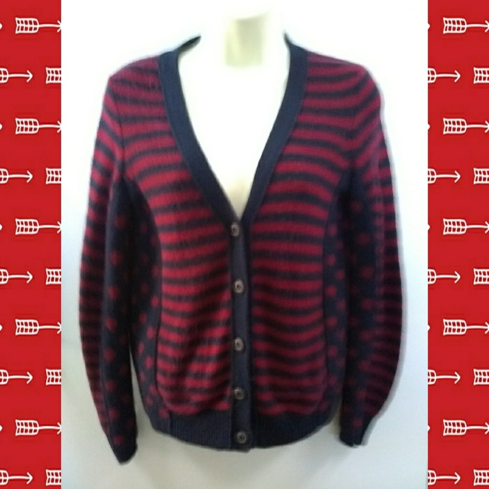 MADEWELL WALLACE STRIPED POLKA DOT CARDIGAN